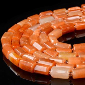 Natural Orange Aventurine Gemstone 12x8mm Faceted Cylinder Round Tube Loose Beads (d465) Natural Orange Aventurine Gemstone 12x8mm Faceted Cylinder Round Tube Loose Beads (d465)