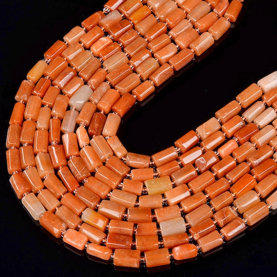 Natural Orange Aventurine Gemstone 12x8mm Faceted Cylinder Round Tube Loose Beadsbulk Lot 1,2,6,12 And 50 (d465)