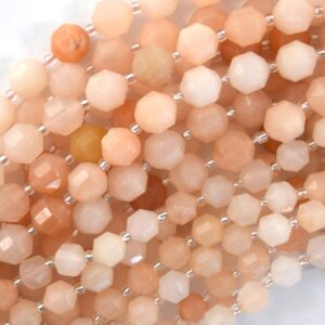 Natural Peach Aventurine Prism Double Point Cut Faceted Beads 15.5" 8mm 10mm Natural Peach Aventurine Prism Double Point Cut Faceted Beads 15.5" 8mm 10mm