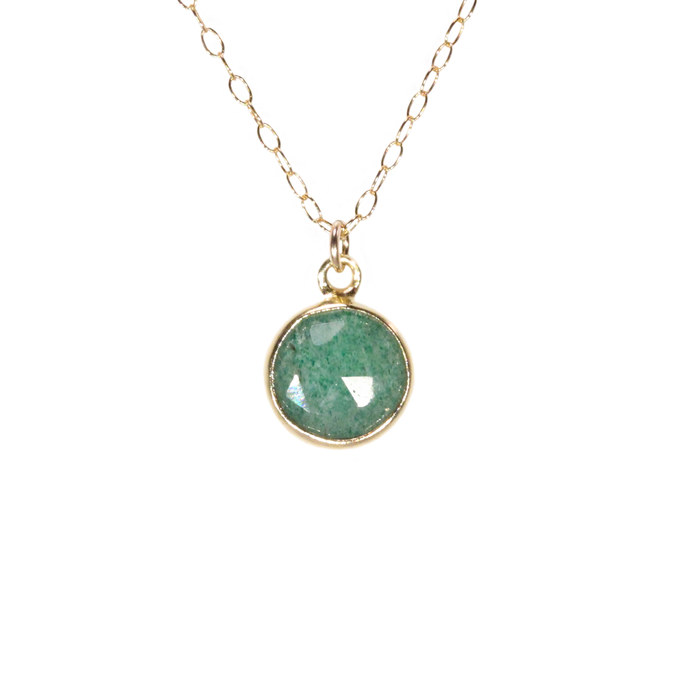 Aventurine Necklace: Dainty Green Crystal, 14k Gold Filled Chain