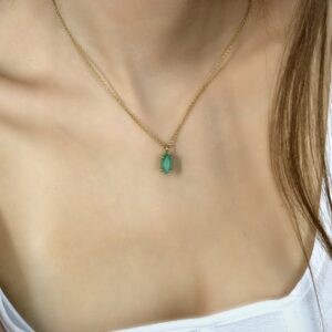Dainty Marquise Shape Gemstone Necklace · Green Aventurine Necklace · 18k Gold Necklace For Women · Bridesmaid Gifts Necklace