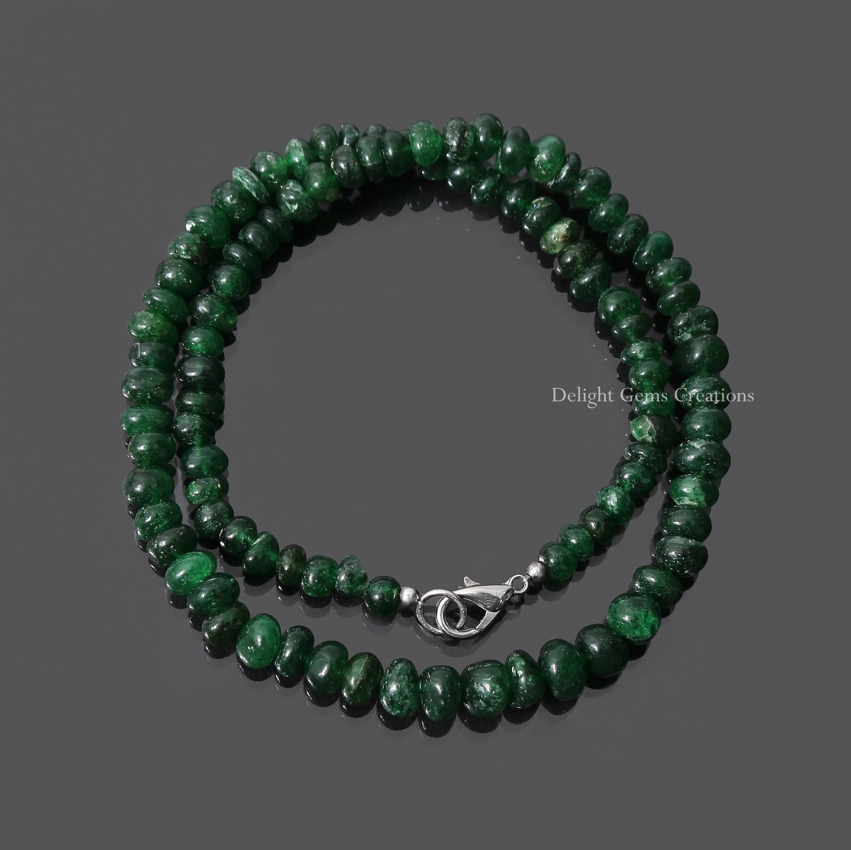 Green Aventurine Beaded Necklace, 5-9mm Smooth Rondelle Beads, 18 Inch