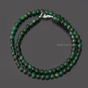 Green Aventurine Beaded Necklace, 5.5mm Smooth Round Beads, Women's Necklace