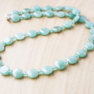 Green Aventurine Beaded Necklace: Sterling Silver Clasp, Gemstone Jewelry