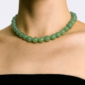 Green Aventurine Beaded Necklace · Gold Necklace Smooth Round Beads · Gemstone Necklace Semi Precious Jewelry · Green Layering Necklace