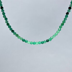 Green Aventurine Crystal Choker: Faceted Bead Necklace, Sterling Silver