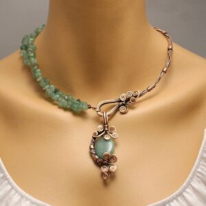 Green Aventurine Crystal Necklace Green Gemstone Aventurine Necklace Aventurine Jewelry Aventurine Choker Statement Copper Necklace