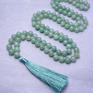 Green Aventurine Mala Beads: Hand-knotted Meditation Prayer Necklace