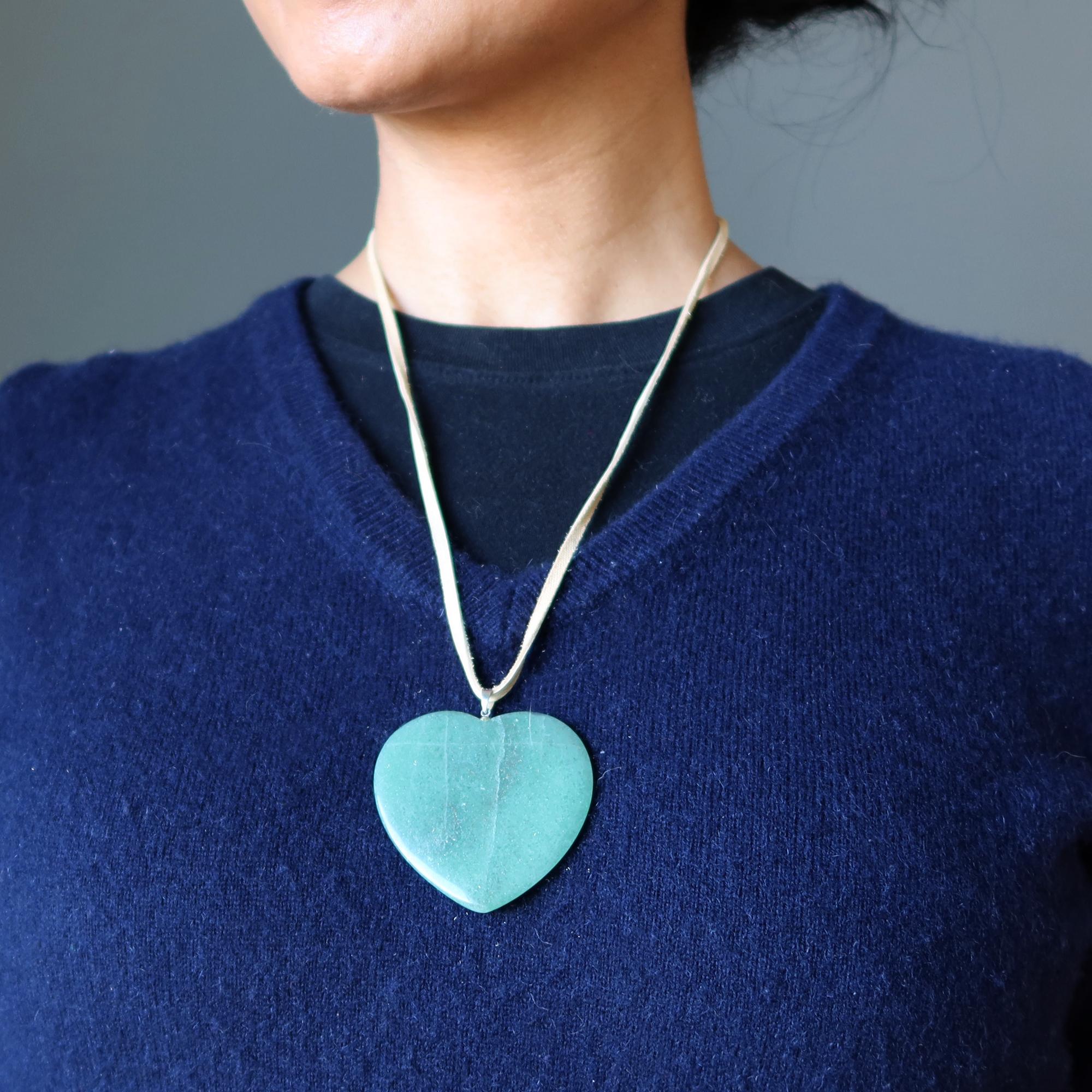 Green Aventurine Necklace My Big Bountiful Heart On Leather
