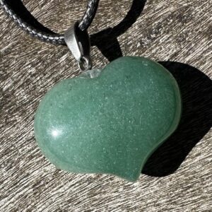 Green Aventurine Puffy Heart Healing Stone Necklace with Positive Healing Energy!