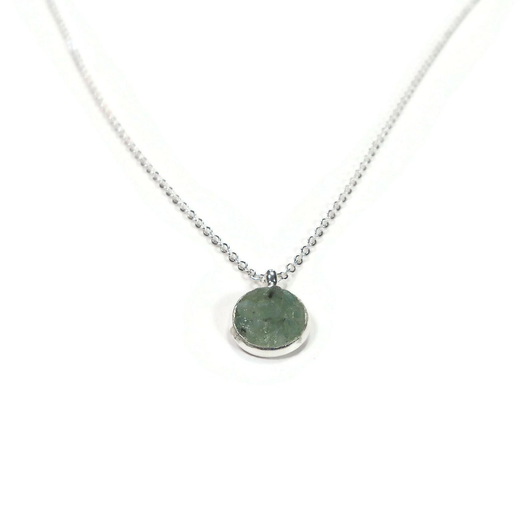 Green Aventurine Silver Plated 18" Crushed Stone Necklace