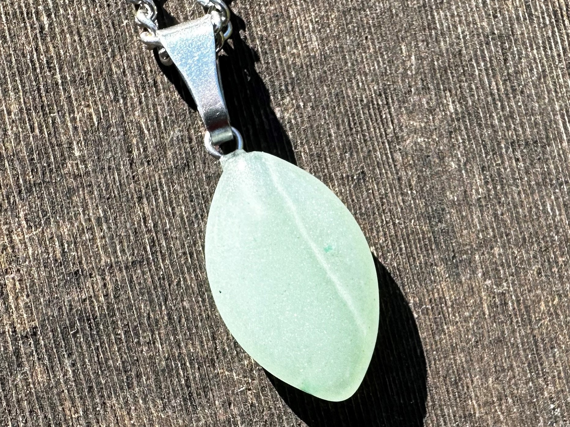 Green Aventurine, Stianless Steel, Healing Stone Necklace With Positive Reiki Energy! Green Aventurine, Stianless Steel, Healing Stone Necklace With Positive Reiki Energy!