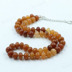 Hand Knotted Red Aventurine Necklace, 18 Inch Burnt Orange Gemstone Choker, Terracotta Stone Jewelry, Silk Knotted Boho Luxe Gift For Her