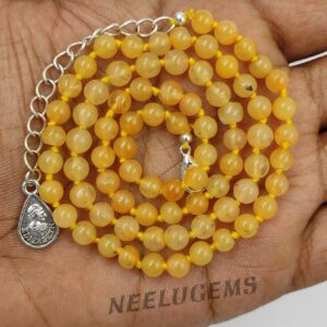 Hand Knotted Yellow Aventurine Necklace, 18 Inch Golden Gemstone Beads, Solar Plexus Chakra, Honey Yellow Jewelry, Positivity Crystal Gift