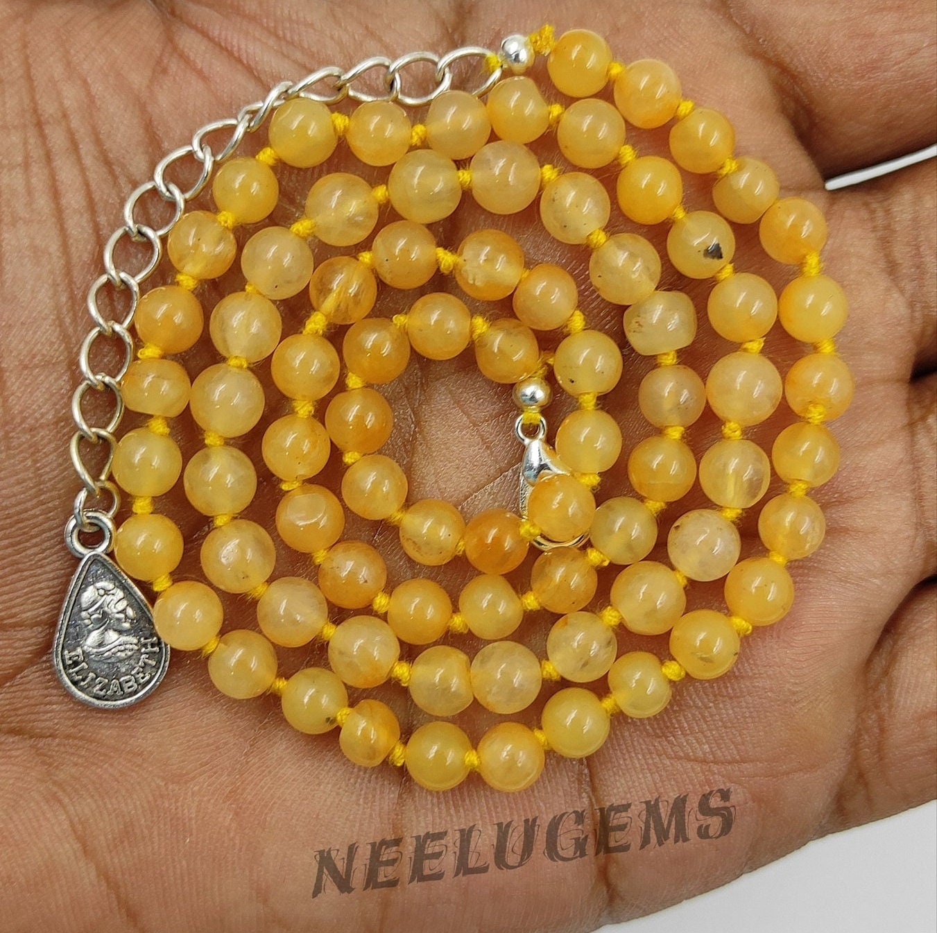 Hand Knotted Yellow Aventurine Necklace, 18 Inch Golden Gemstone Beads, Solar Plexus Chakra, Honey Yellow Jewelry, Positivity Crystal Gift