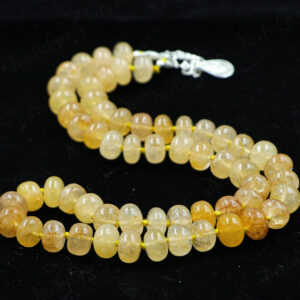 Hand Knotted Yellow Aventurine Necklace, 18 Inch Pastel Gemstone Bead Choker, Golden Yellow Stone Jewelry, Silk Knotted Boho Gift For Her