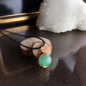 Handmade Green Aventurine Necklace, Waxed Cotton Cord