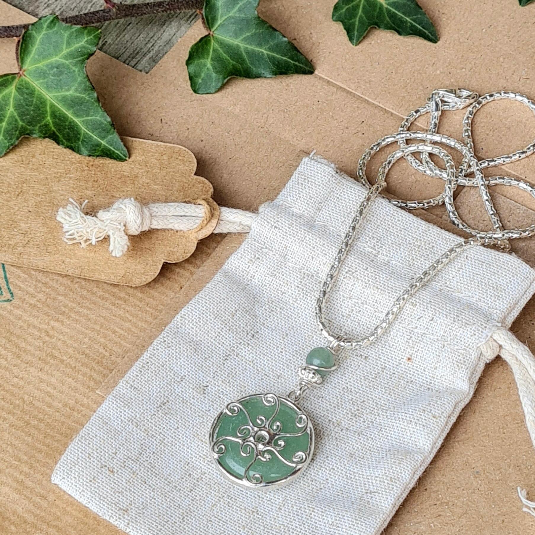 Handmade Silver And Aventurine  Necklace, Silver Spirals. A Gift For Special 18th Birthday .