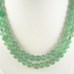 Long Green Aventurine Necklace Silver Light Green Gemstone Bead Necklace 34- Inch Aventurine Bead Necklace Aventurine Gemstone Necklace