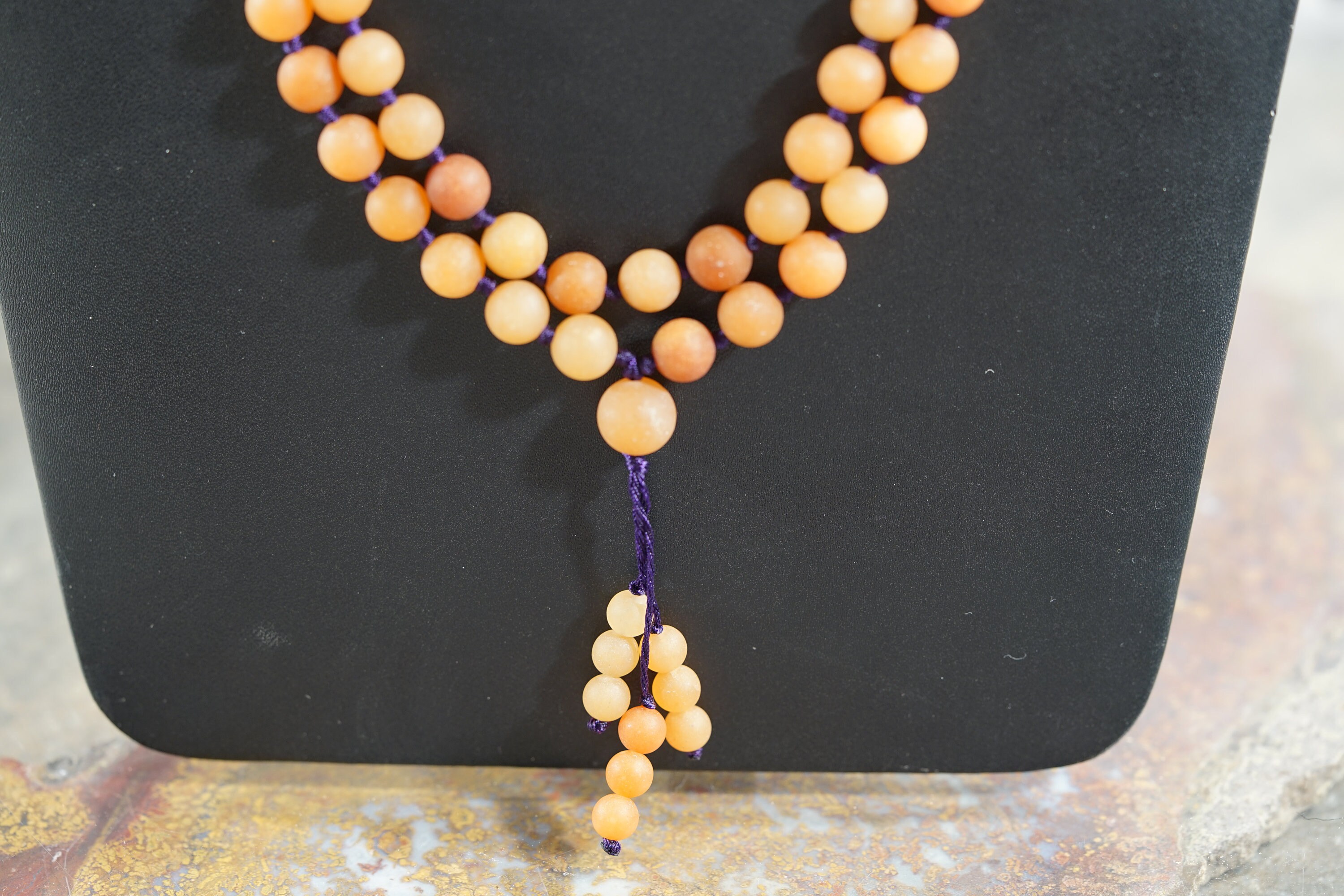 Matte Orange Aventurine Mala Necklace • Orange Aventurine Mala Beads • 4mm • 6mm • 8mm • Handcrafted Mala Necklace • 108+1 • A4687
