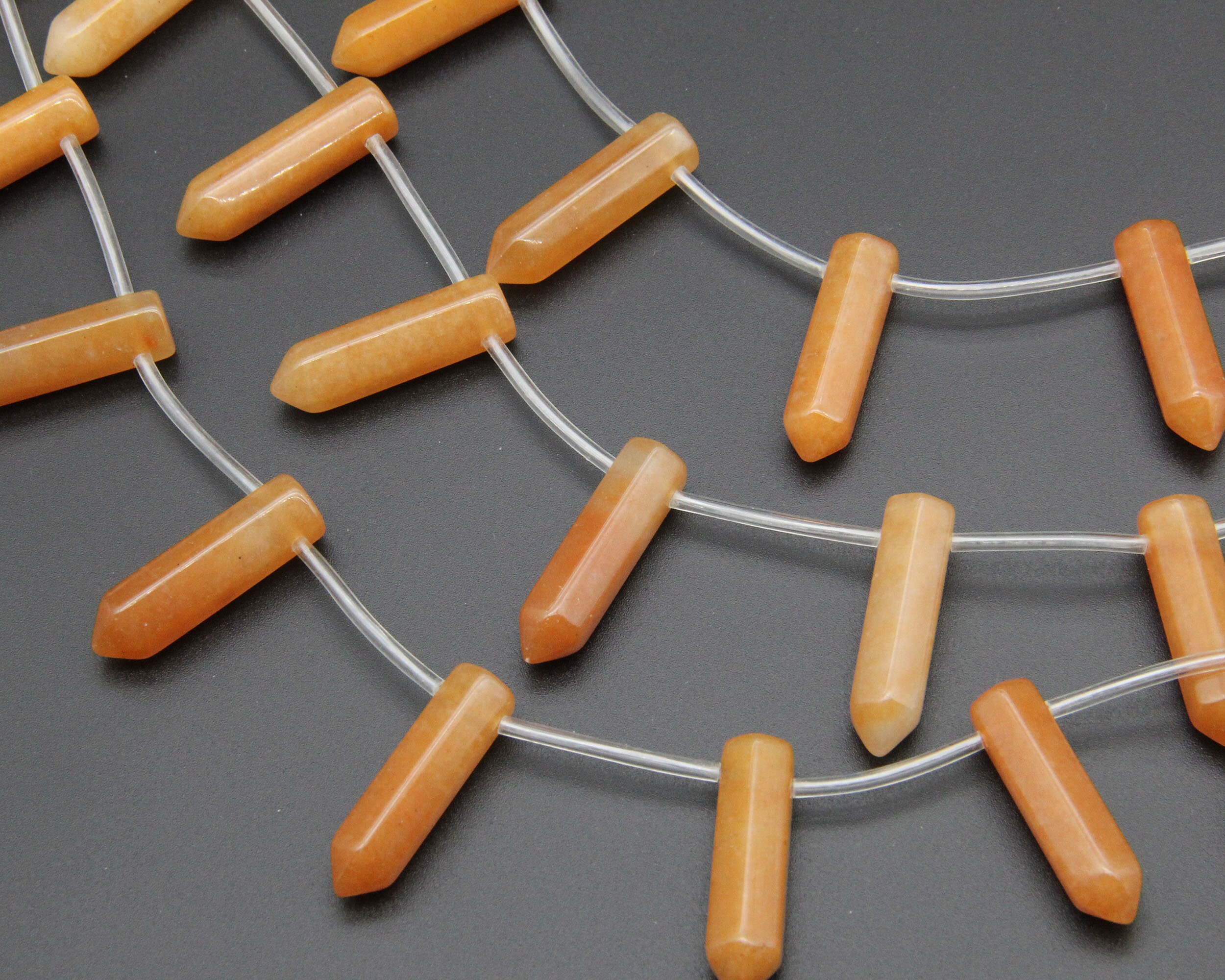 Natural Orange Aventurine Faceted Point Beads,for Necklace Beads,jewelry Point Beads,top Drilled Point Beads,8x12mm Gemstone Point Diy Beads