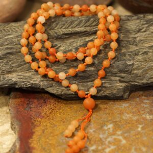 Orange Aventurine Mala • Matte Orange Aventurine Necklace • 4mm • 6mm • 8mm • 108+1 • Knotted Matte Orange Aventurine Mala Beads • 4403