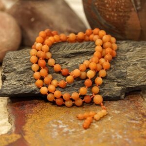Orange Aventurine Mala • Matte Orange Aventurine Necklace • 4mm • 6mm • 8mm • 108+1 • Knotted Matte Orange Aventurine Mala Beads • 4401