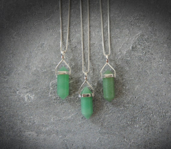 Aventurine Necklace Sterling Silver • Aventurine Point •gemstone Points Sterling Silver • Healing Crystal • Layering Necklace • Holiday Gift