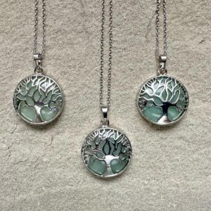 Tree of Life Necklace For Women Green Aventurine Necklace Gift for Mom for Grandma Healing Crystal Necklace Green Aventurine Jewelry Silver