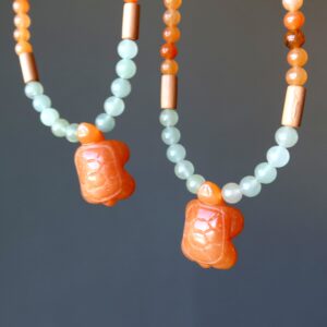 Aventurine Necklace Turtle's Way To Wealth Red Green Crystals