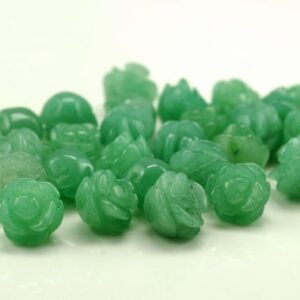 10mm Green Aventurine Gemstone Carved Flower Beads Bulk Lot 5,10,20,30,50 (90187268-002)