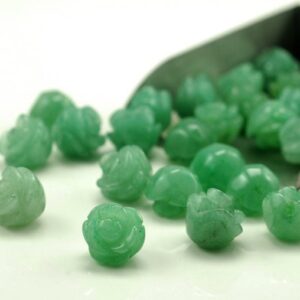 12mm Green Aventurine Gemstone Carved Rose Flower Beads Bulk Lot 5,10,20,30,50 (90187267-002)