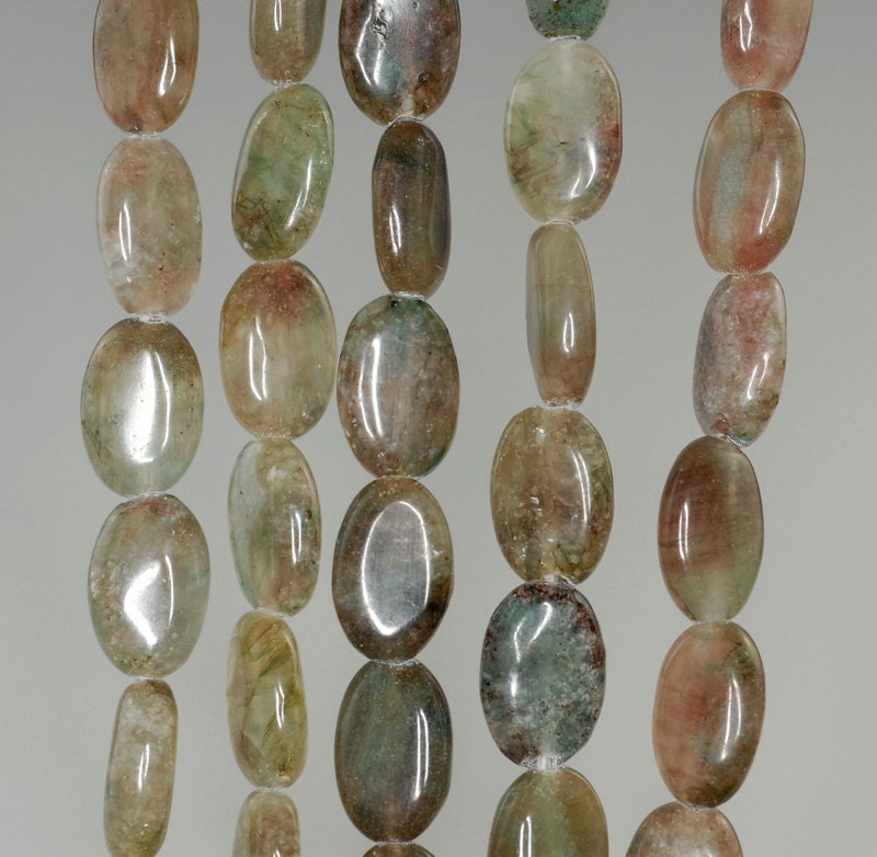 12x8mm Aventurine Gemstone Green Brown Grade B Oval Loose Beads 16 Inch Full Strand (90185505-858)