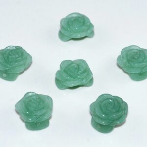 19mm Green Aventurine Gemstone Carved Rose Flower 5 Beads (90187218-002)