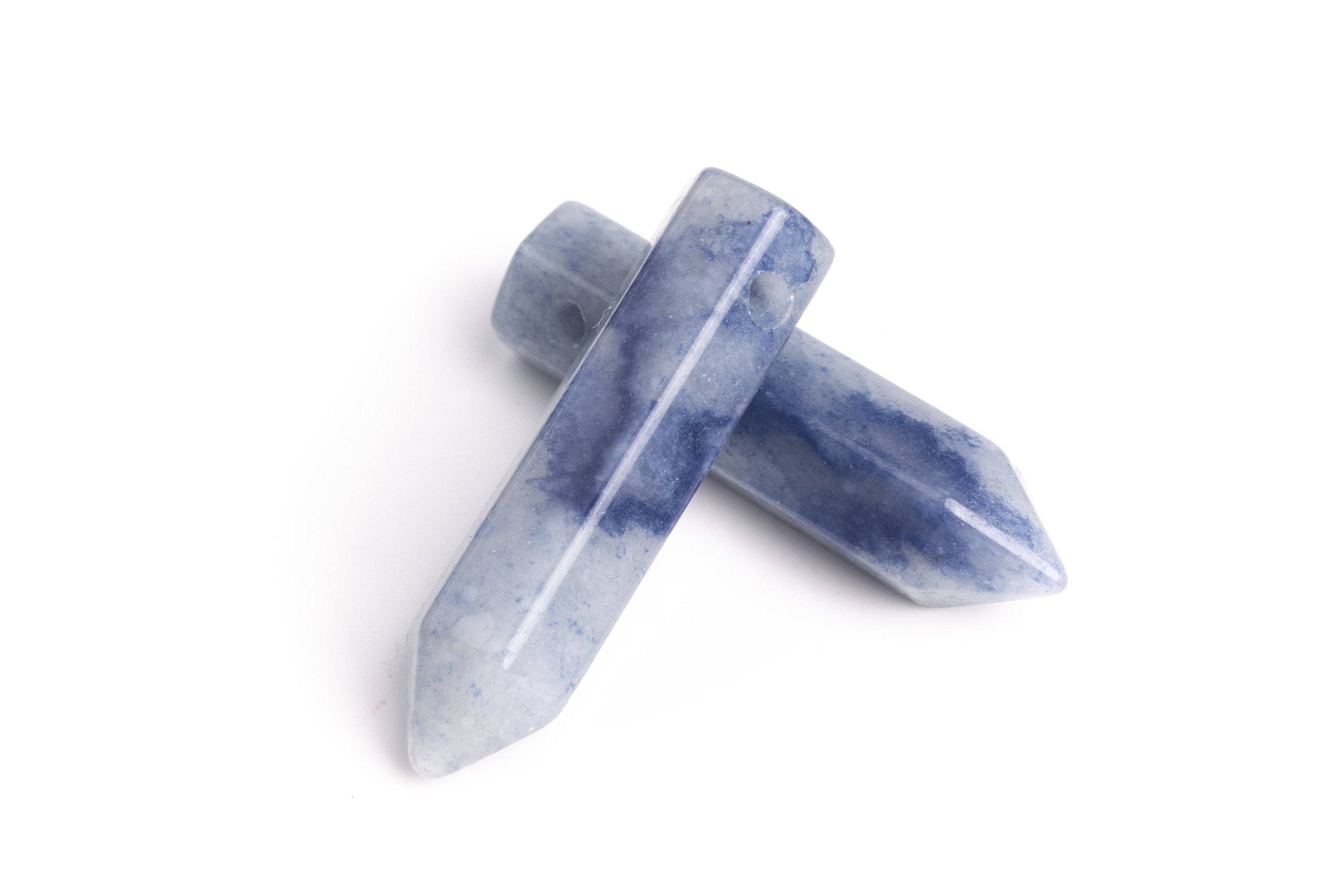 2 Pcs 30x8mm Blue Aventurine Beads Healing Hexagonal Pointed Grade Aaa Loose Beads Bulk Lot Options (103283-721)