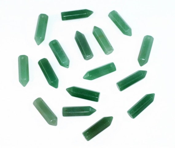 31x8mm Green Aventurine Gemstone Point Healing Chakra Hexagonal Point Focal Bead Lot 2,4,6,12 And 50 (90183767-368)