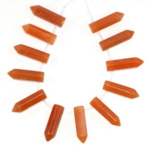 31x8mm Orange Aventurine Gemstone Point Healing Chakra Hexagonal Point Focal Bead Full Strand 12 Beads (90183773A-368) 31x8mm Orange Aventurine Gemstone Point Healing Chakra Hexagonal Point Focal Bead Full Strand 12 Beads (90183773A-368)