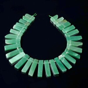 48X11-30X10MM Green Aventurine Gemstone Gradated Slice Stick Points Beads 15.5 inch Full Strand BULK LOT 1,2 and 6 (80016537-S15) 48X11-30X10MM Green Aventurine Gemstone Gradated Slice Stick Points Beads 15.5 inch Full Strand BULK LOT 1,2 and 6 (80016537-S15)