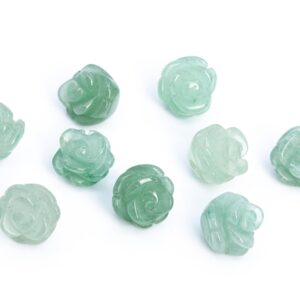 5 Beads Green Aventurine Handcrafted Beads Rose Carved Genuine Natural Flower Gemstone 8mm 10mm 12mm 14mm Bulk Lot Options