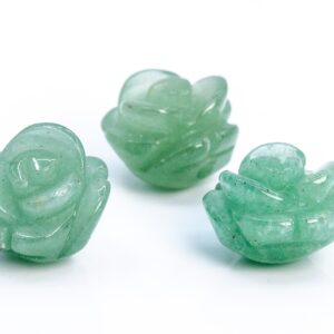5 Pcs - 12mm Green Aventurine Beads Grade Aaa Genuine Natural Rose Carved Gemstone Flower Beads (112609)