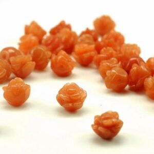 8mm Orange Aventurine Gemstone Carved Flower Beads Bulk Lot 5,10,20,30,50 (90187259-002)