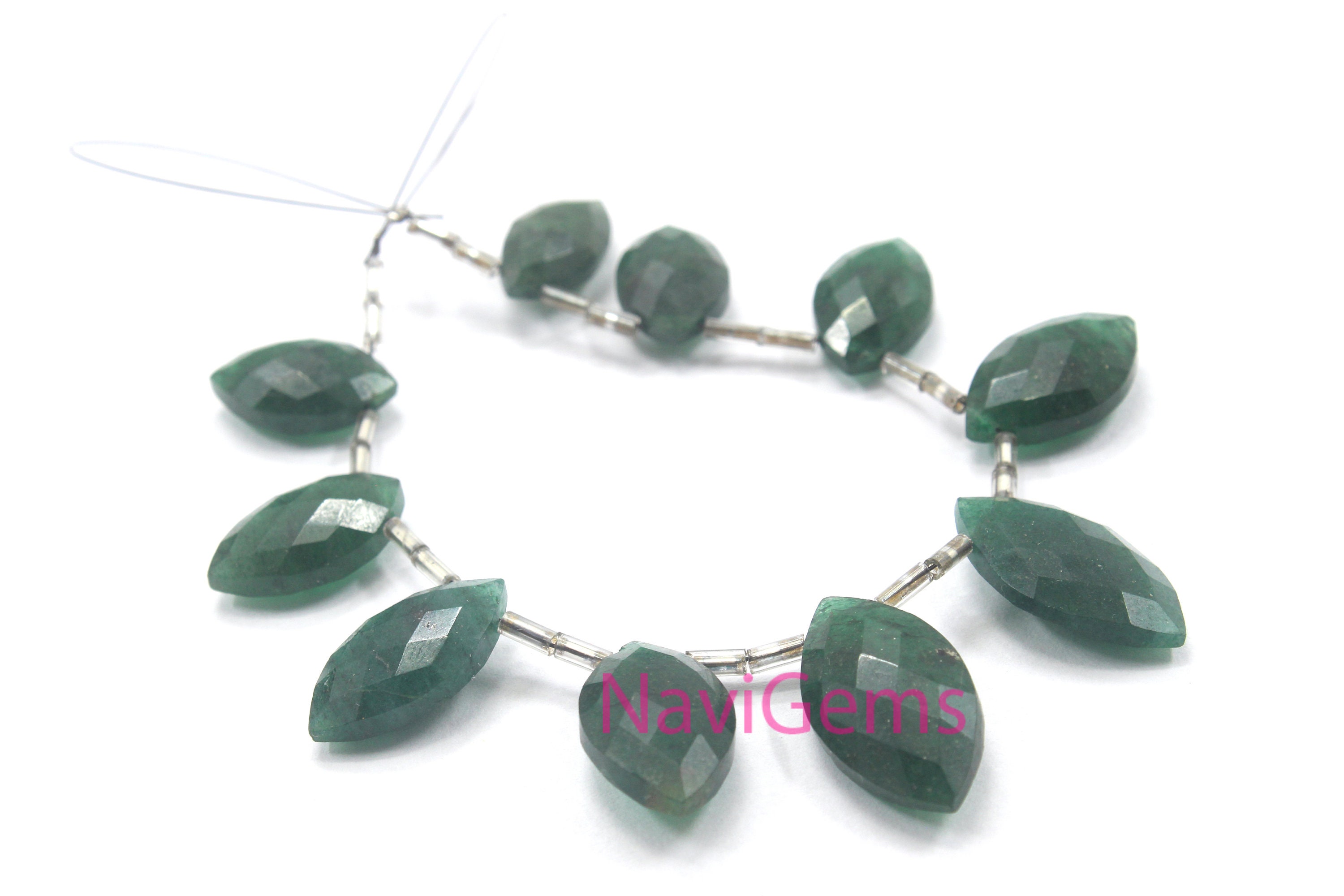 Green Aventurine Briolette Beads: Faceted Marquise Gemstone, 8x15-12x22 Mm