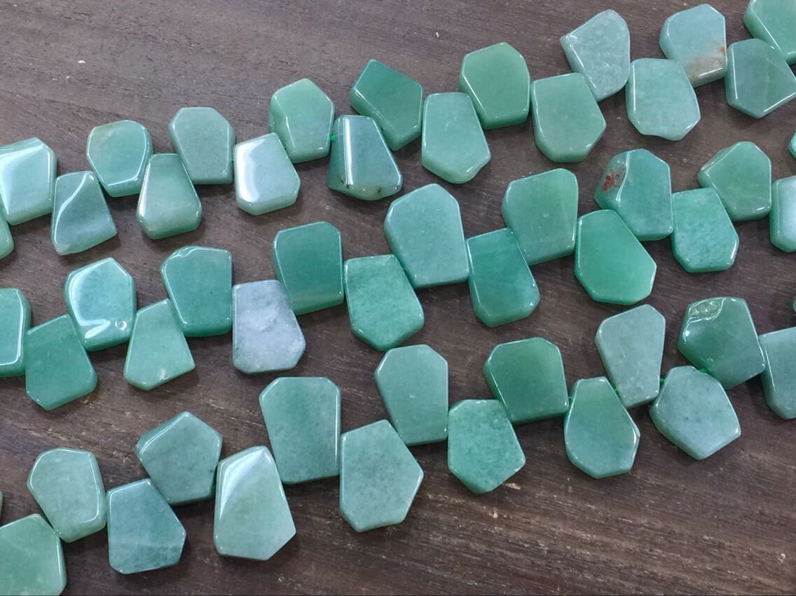Green Aventurine Slice Beads Graduated Roughly Teardrop Beads Wholesale Loose Beads Slab Slice Supplies Full Strand