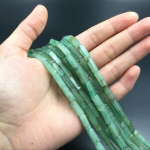 Natural Green Aventurine Tube Beads 4x14mm Rectangle Aventurine Beads Green Gemstone Semiprecious Beads Diy Beads Supplies Bulk Beads