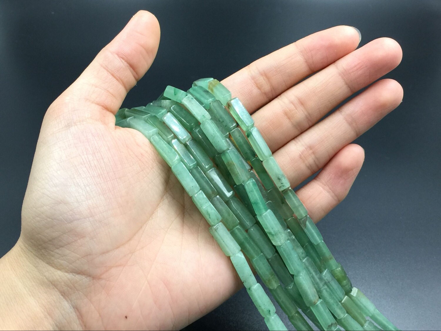 Natural Green Aventurine Tube Beads 4x14mm Rectangle Aventurine Beads Green Gemstone Semiprecious Beads Diy Beads Supplies Bulk Beads