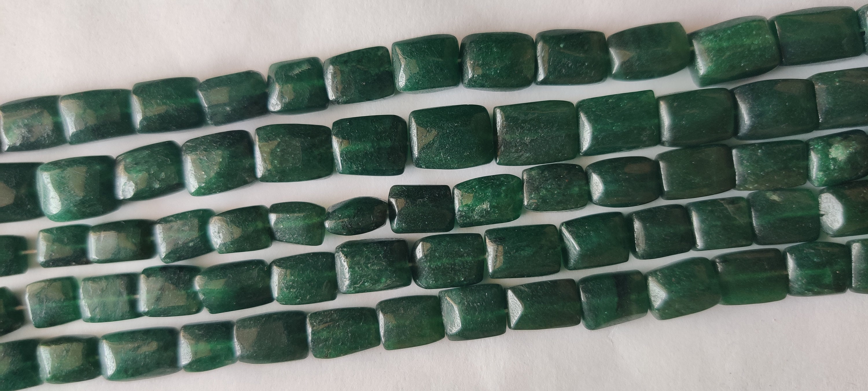 Natural Indian Green Aventurine Gemstone Square Shape Beads-13 Inches Strand