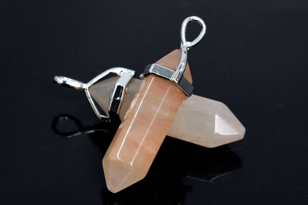 2 Pcs - 39x8mm Pink Aventurine Beads Healing Hexagonal Pointed Pendant Natural Grade Aaa Silver Plated Cap Bulk Lot Options (107368-2366) 2 Pcs - 39x8mm Pink Aventurine Beads Healing Hexagonal Pointed Pendant Natural Grade Aaa Silver Plated Cap Bulk Lot Options (107368-2366)