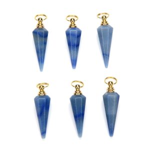 48X15MM Natural Blue Aventurine Gemstone Perfume Bottle Pendant Hexagon Healing Point, Essential Oil Bottle Beads 1 Bead (80017274-P73)