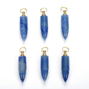 53X14MM Natural Blue Aventurine Gemstone Perfume Bottle Pendant Bullet Point, Essential Oil Bottle Beads 1 Bead (80017259-P72)