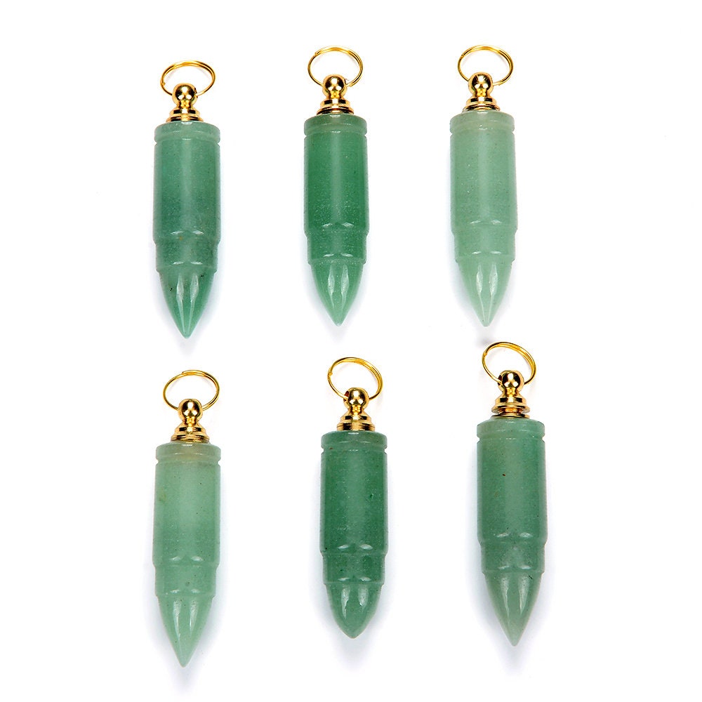54x14mm Natural Green Aventurine Gemstone Perfume Bottle Pendant Bullet Point, Essential Oil Bottle Beads 1 Bead (80017260-p72)